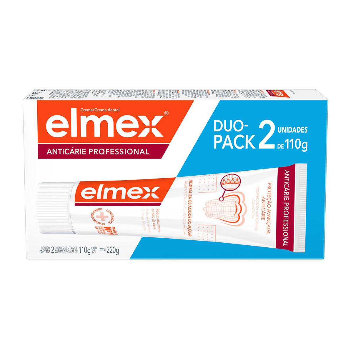 Pack Creme Dental Elmex Com Flúor Anticárie Professional 2 Unidades De 110g