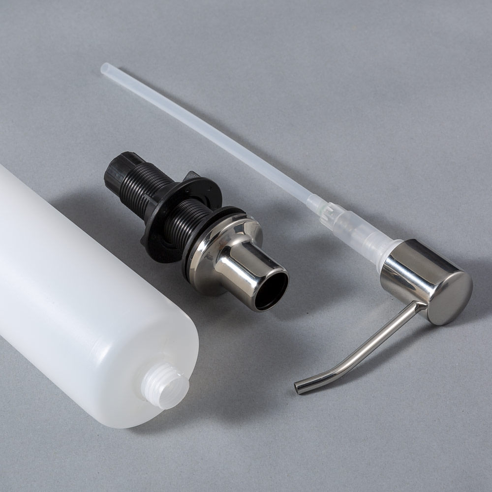 Encontraproduto.com.br - Dosador Detergente Sabão Líquido Inox Cromado Bancada 02AB