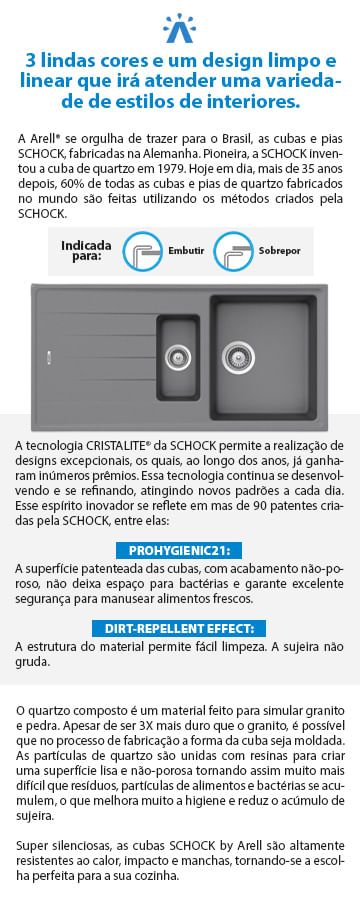 Encontraproduto.com.br - Cuba De Cozinha Em Quartzo Schock By Arell 203E