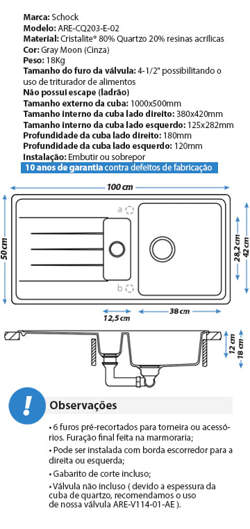 Encontraproduto.com.br - Cuba De Cozinha Em Quartzo Schock By Arell 203E
