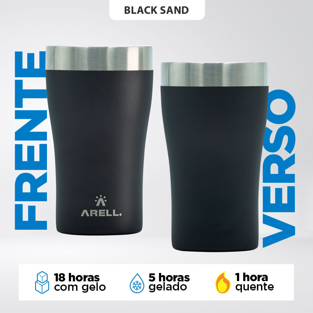 Encontraproduto.com.br - Copo Térmico Arell Tulip 500ml com Fundo Antirruído e Escudo de Cobre - Preto