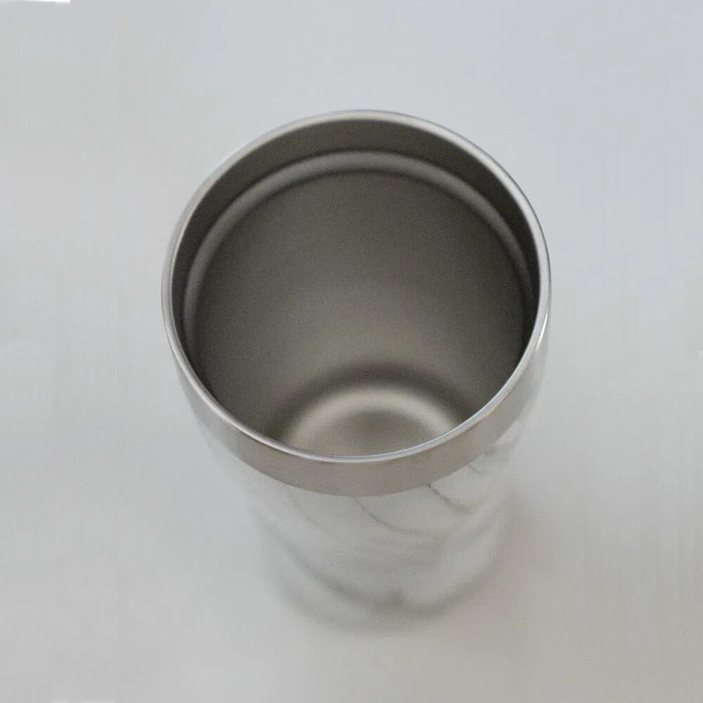 Encontraproduto.com.br - Copo Térmico Arell Tulip 500ml com Fundo Antirruído e Escudo de Cobre - Mármore Branco