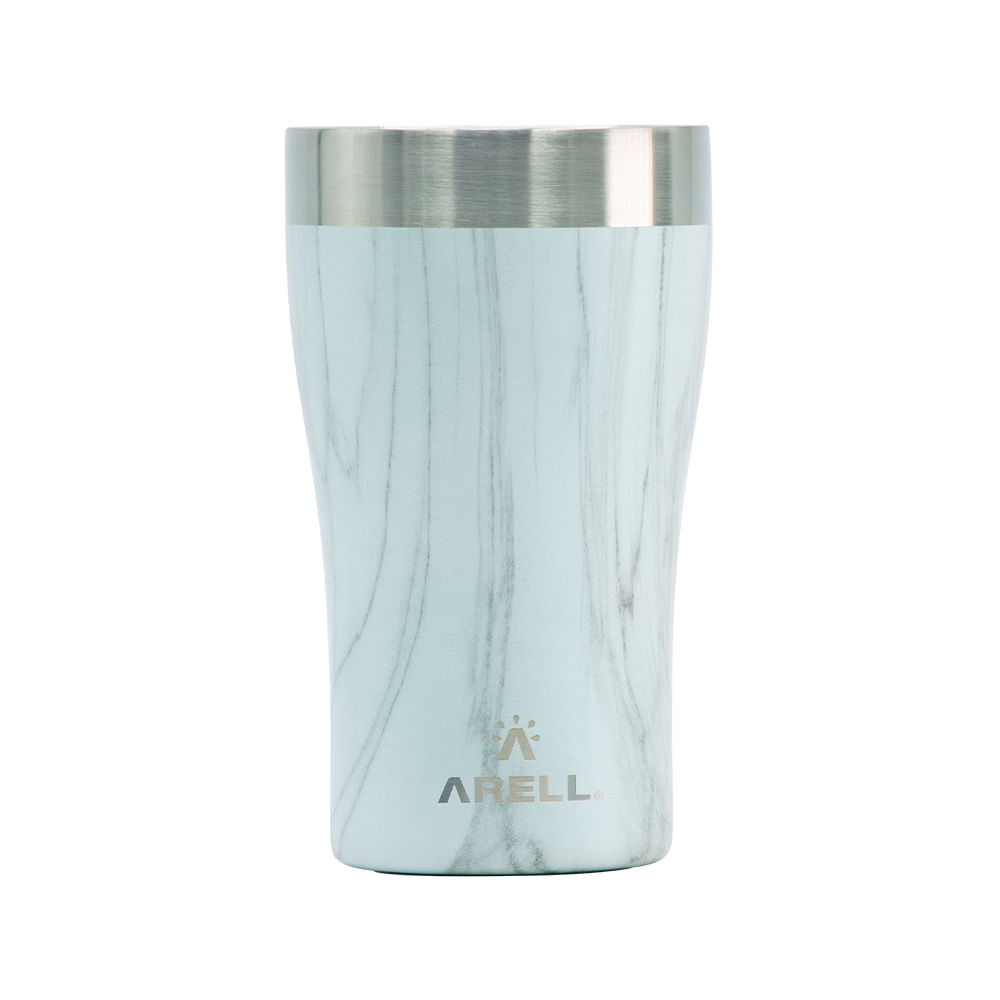 Encontraproduto.com.br - Copo Térmico Arell Tulip 500ml com Fundo Antirruído e Escudo de Cobre - Mármore Branco