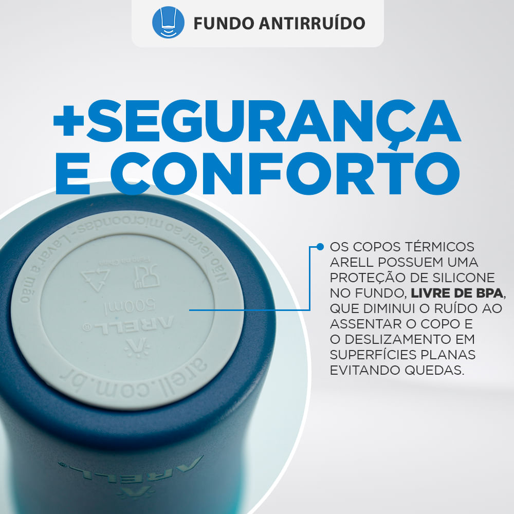 Encontraproduto.com.br - Copo Térmico Arell Tulip 500ml com Fundo Antirruído e Escudo de Cobre - Azul Degrade