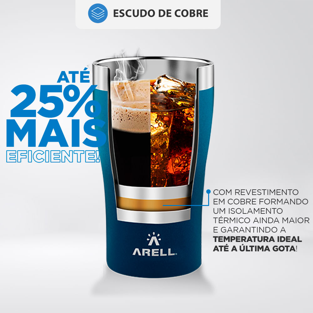Encontraproduto.com.br - Copo Térmico Arell Tulip 500ml com Fundo Antirruído e Escudo de Cobre - Azul Degrade