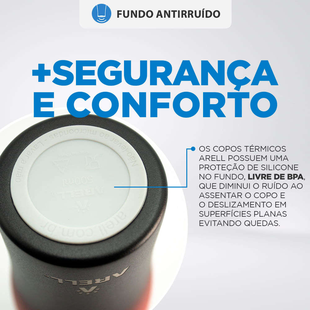 Encontraproduto.com.br - Copo Térmico Arell Inox a Vácuo 500ml Red Black Sem Tampa