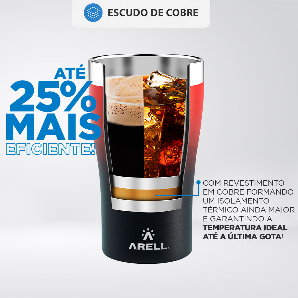 Encontraproduto.com.br - Copo Térmico Arell Inox a Vácuo 500ml Red Black Sem Tampa