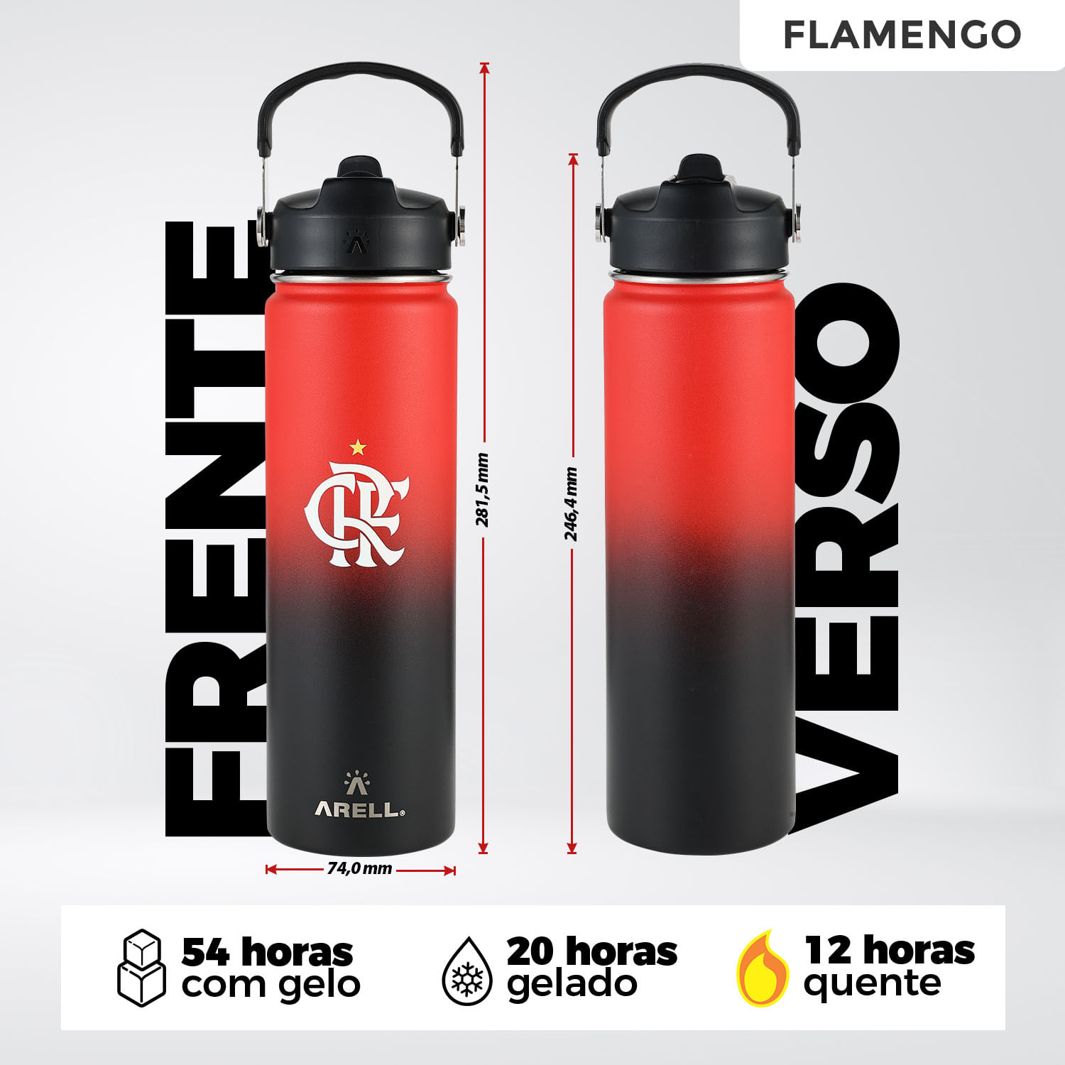 Encontraproduto.com.br - Garrafa Térmica Vácuo Straw Flask Arell 650ml  Flamengo 01