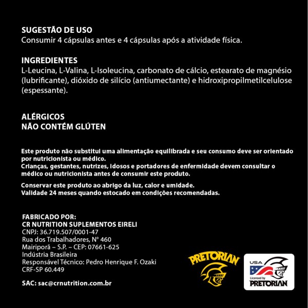 Encontraproduto.com.br - Bcaa 2.400 Pretorian Nutrition 120 Tabs