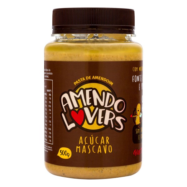 Encontraproduto.com.br - Pasta de Amendoim com Açúcar Mascavo Amendo Lovers Pote 500g