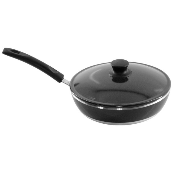 Encontraproduto.com.br - Frigideira Gulê 24cm, 2,1L, em Alumínio Fundido, com Tampa, Grafite - 515