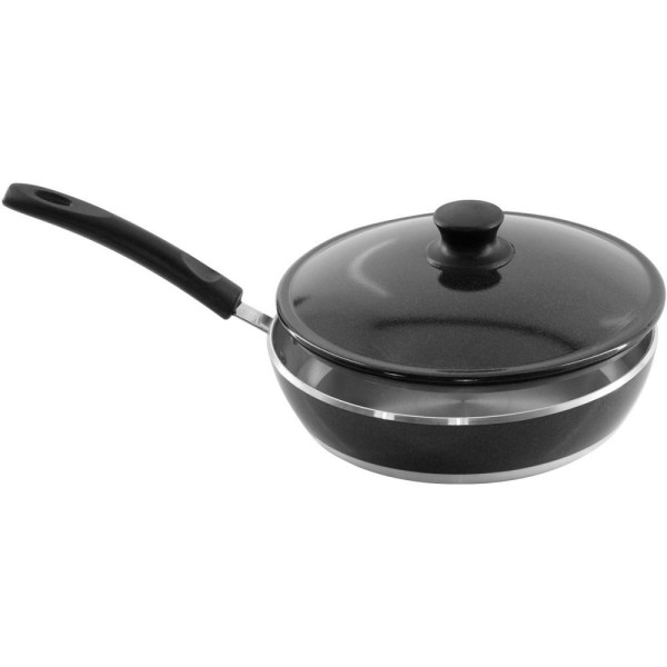 Encontraproduto.com.br - Frigideira Gulê 24cm, 2,1L, em Alumínio Fundido, com Tampa, Grafite - 515