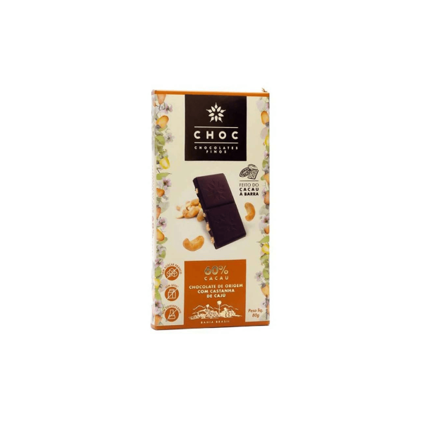 Encontraproduto.com.br - CHOCOLATE 60 CHOC FINOS CASTANHA CAJU 80G
