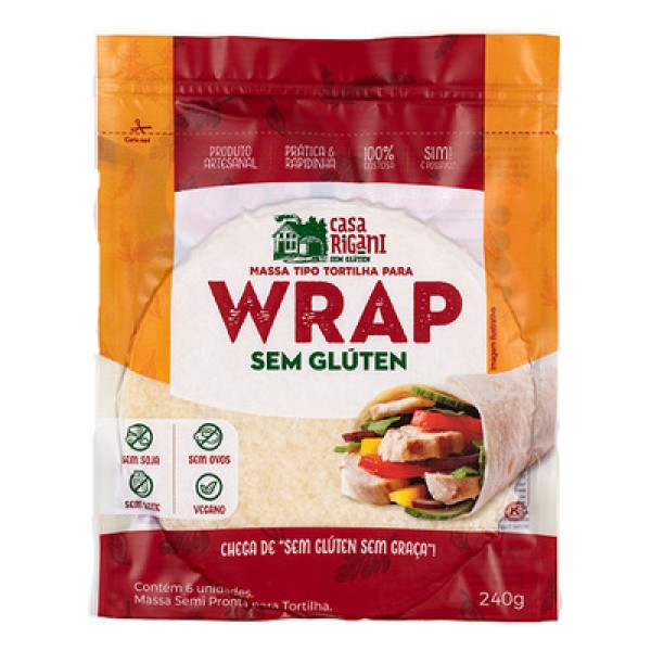 Encontraproduto.com.br - Massa para Wrap Sem Glúten Casa Rigani 240g