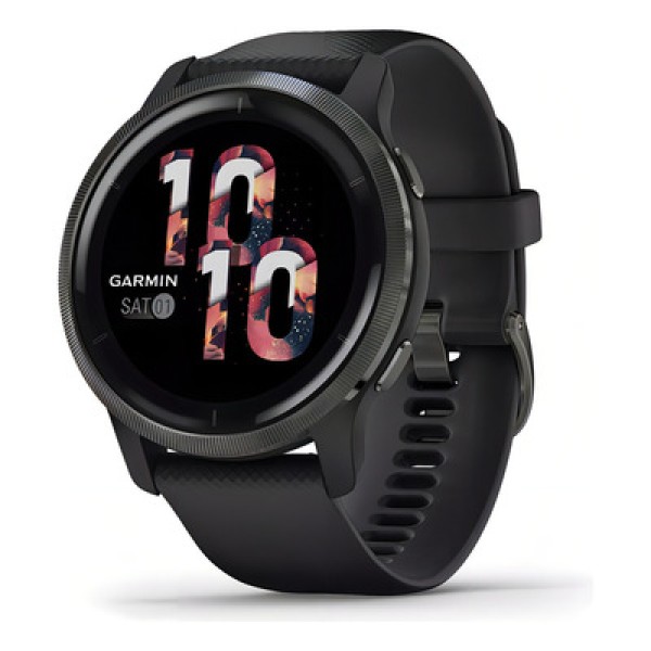 Encontraproduto.com.br - Relógio Garmin Venu 2 Cinza Chumbo pulseira preta WW Monitor Cardíaco de Pulso com GPS