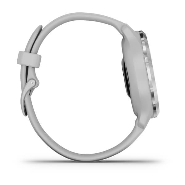 Encontraproduto.com.br - Relógio Garmin Venu 2S Prata pulseira branca WW Monitor Cardíaco de Pulso com GPS