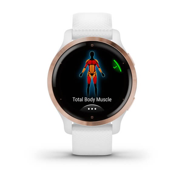 Encontraproduto.com.br - Relógio Garmin Venu 2S Dourado Rose pulseira branca WW Monitor Cardíaco de Pulso com GPS