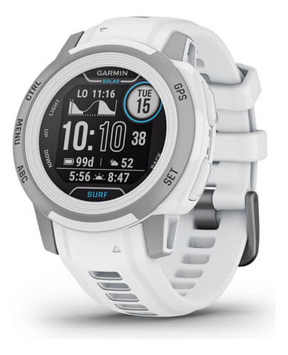 Encontraproduto.com.br - Outlet Monitor Cardíaco de Pulso com GPS Garmin Instinct 2S Solar Surf Branco c/ Aro Cinza WW