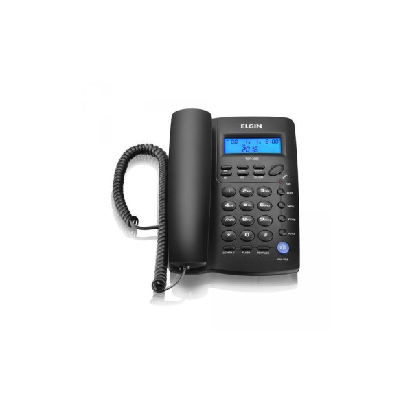 Encontraproduto.com.br - Telefone Fixo Com Fio Elgin TCF-3000 ID Preto