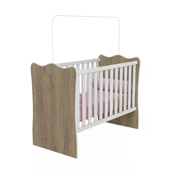 Encontraproduto.com.br - Berço Simples Infantil Doce Sonho 1 Carvalho Rustico Branco Qmovi