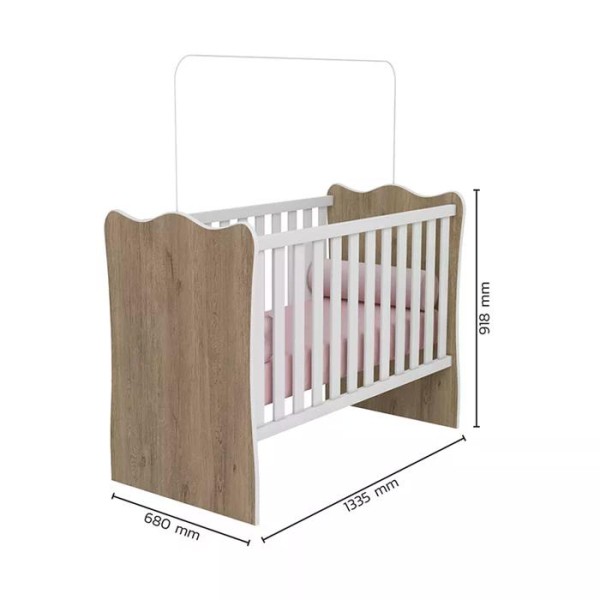 Encontraproduto.com.br - Berço Simples Infantil Doce Sonho 1 Carvalho Rustico Branco Qmovi