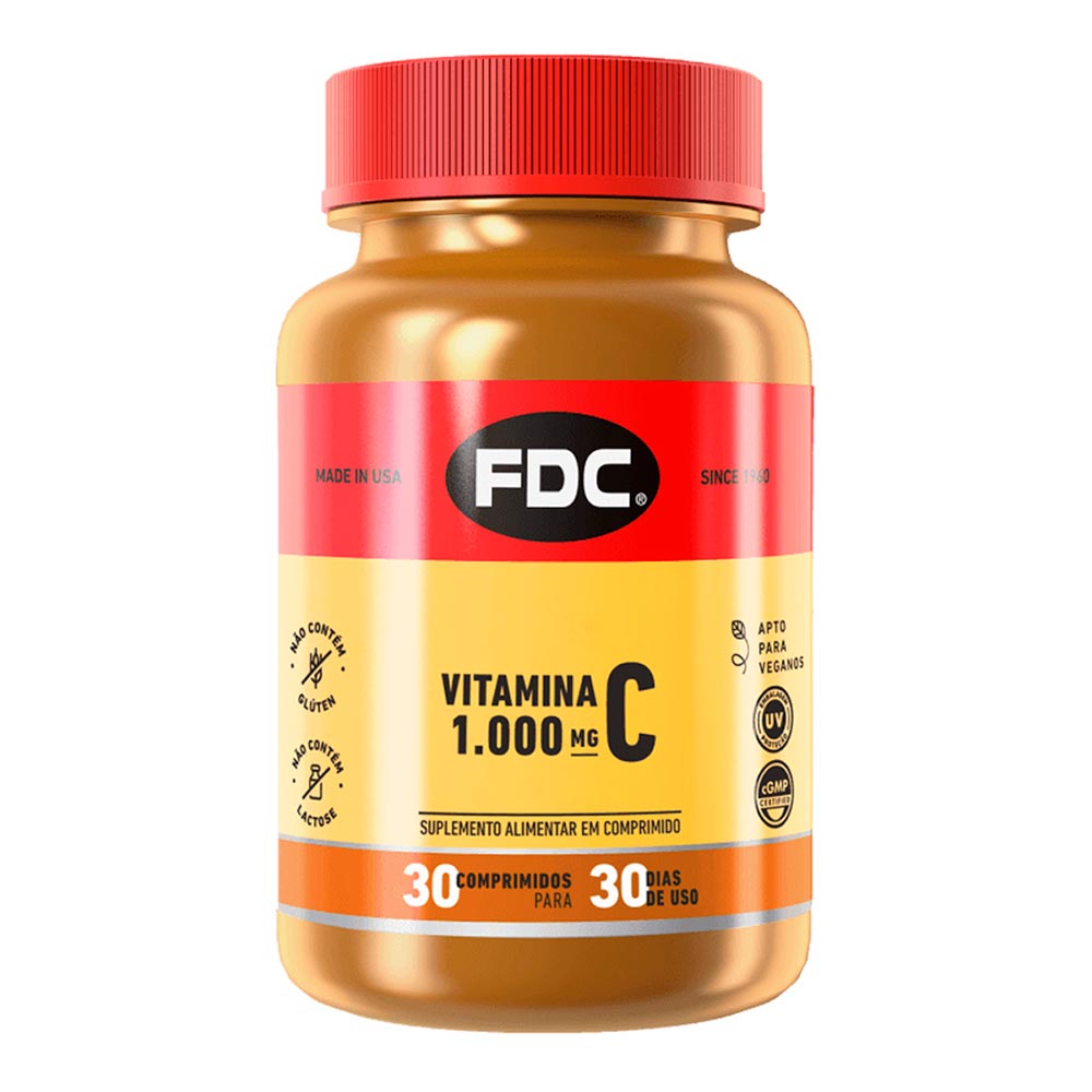 Encontraproduto.com.br - Vitamina-C Film Coated 1000mg FDC 30 Comprimidos