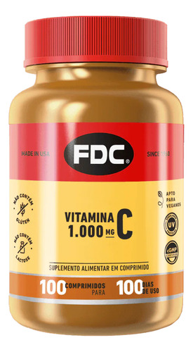 Encontraproduto.com.br - Vitamina C 1000mg Film Coated Com 100 Comprimidos Fdc