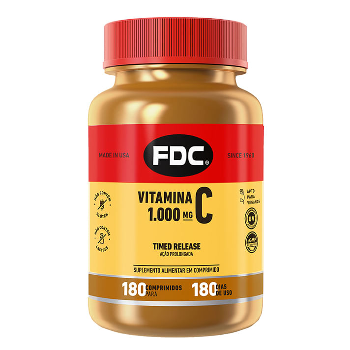 Vitamina C 1000mg Timed Release Com 180 Comprimidos Fdc