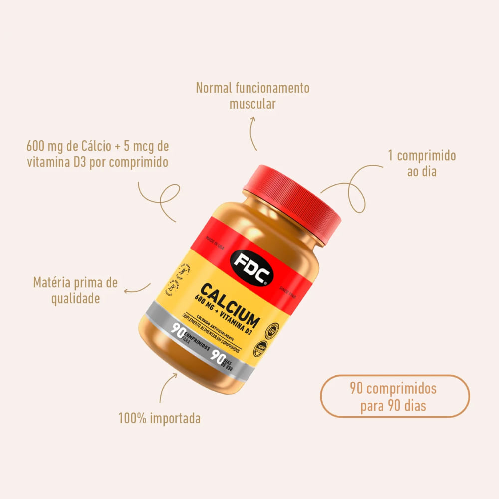 Encontraproduto.com.br - Calcium 600mg + Vitamina D Com 90 Comprimidos Fdc