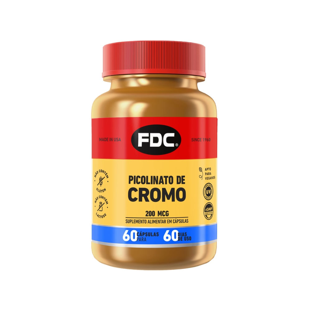 Encontraproduto.com.br - Suplemento Alimentar FDC Picolinato de Cromo 200mcg 60 Cápsulas