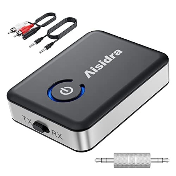Encontraproduto.com.br - Receptor De Transmissor Bluetooth, Adaptador Bluetooth Aisidra V5.0 Para Áudio, Adaptador Aux Bluetooth 2 Em 1 Para Tv/carro/pc/mp3 Player/h