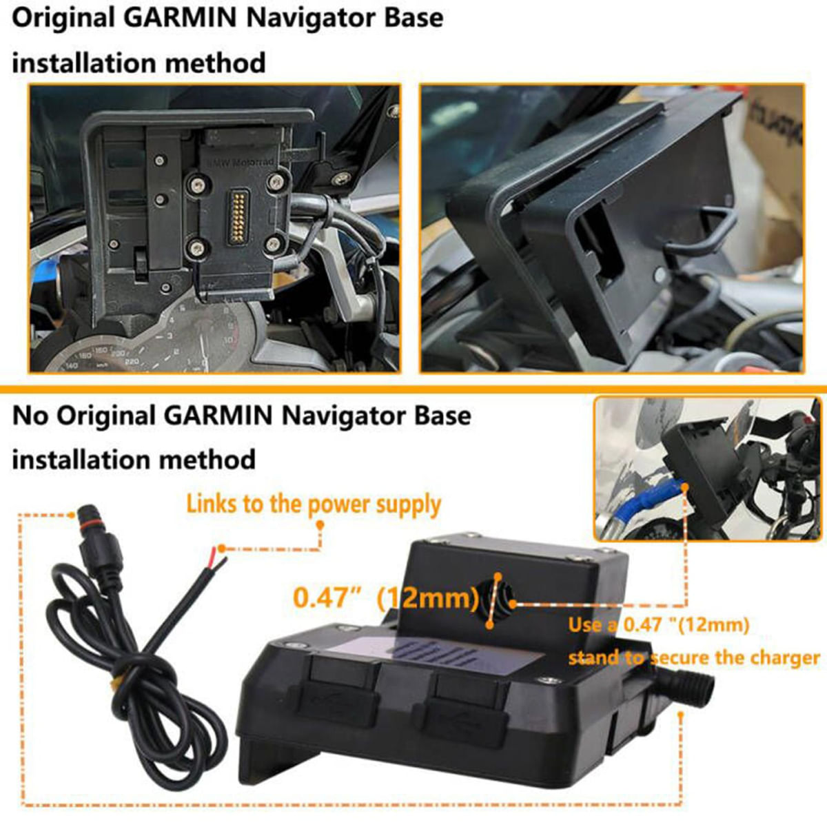 Encontraproduto.com.br - Acessórios de Suporte de Navegação para Celular com Carregador USB para BMW R1200GS LC & Adventure S1000XR