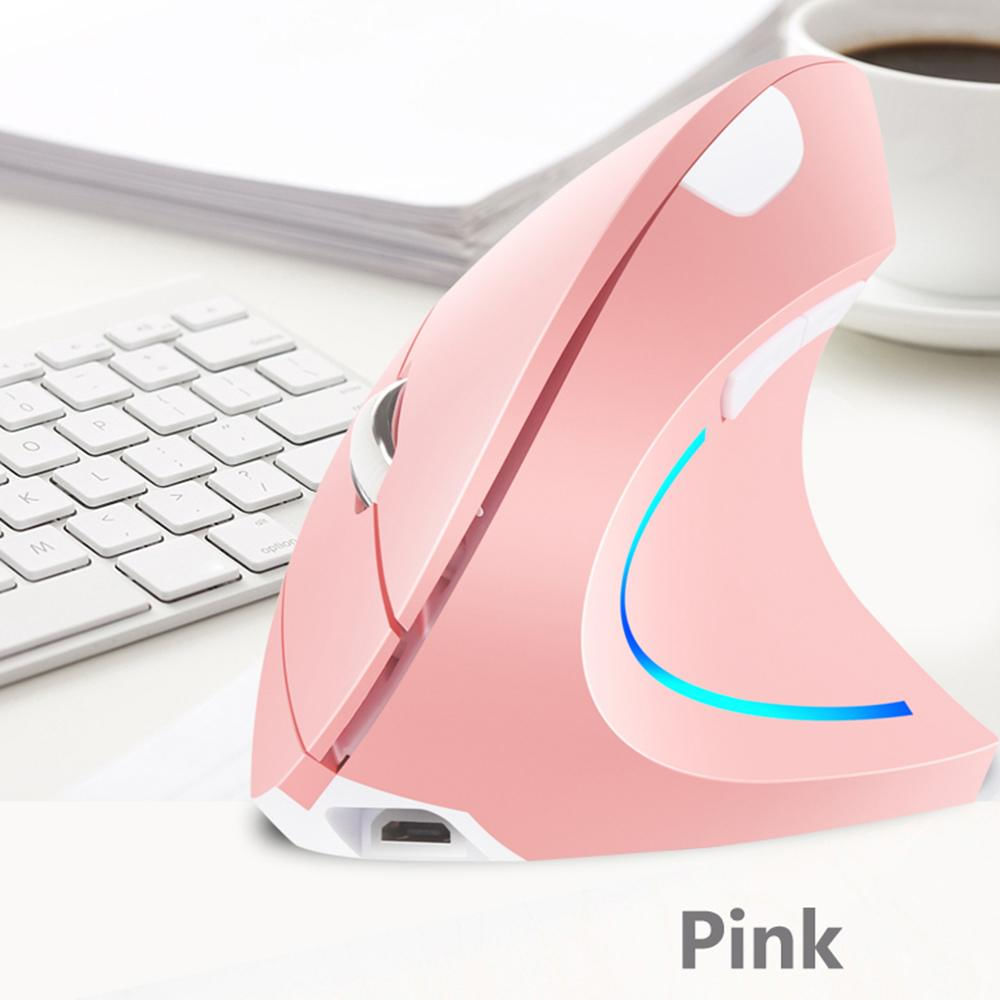 Encontraproduto.com.br - Mouse Vertical Sem Fio Recarregável 2.4G, Ergonomico, 3 Níveis DPI RGB