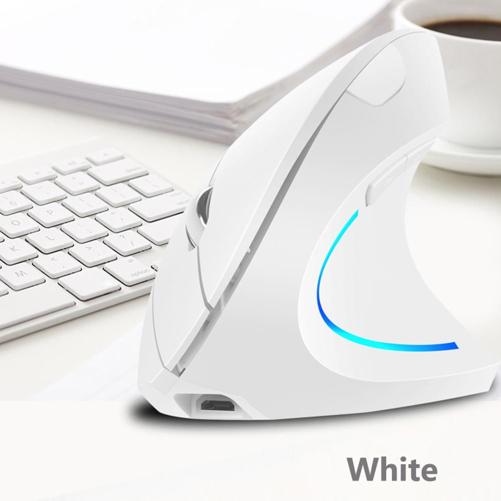 Mouse Vertical Sem Fio Recarregável 2.4G, Ergonomico, 3 Níveis DPI RGB
