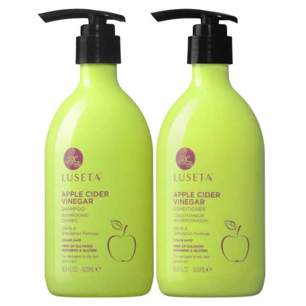 Encontraproduto.com.br - Shampoo e Condicionador Vinagre de Maçã Para Cabelos Danificados e Oleosos 500ml 2X, L LUSETA SGB07CSMBW3JUS, Verde Limão