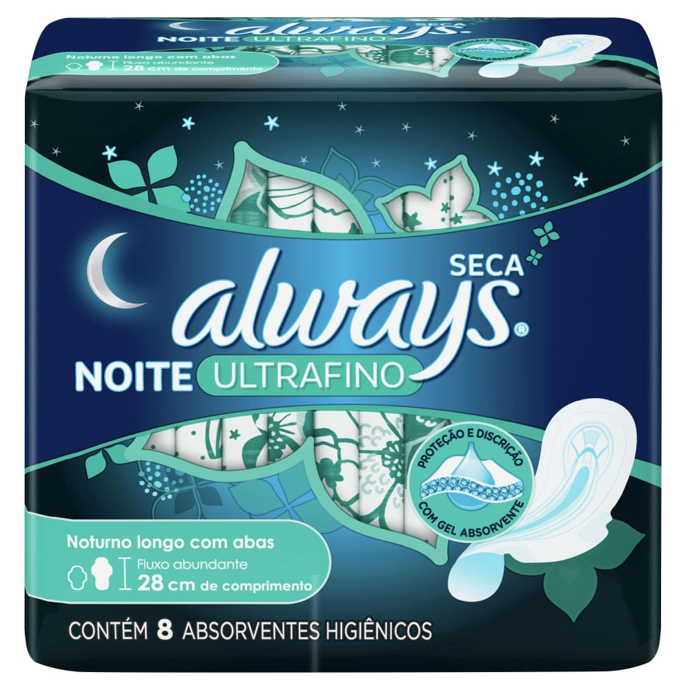 Encontraproduto.com.br - Absorvente Always Noturno Ultrafino G Seca com Abas 8 Unidades