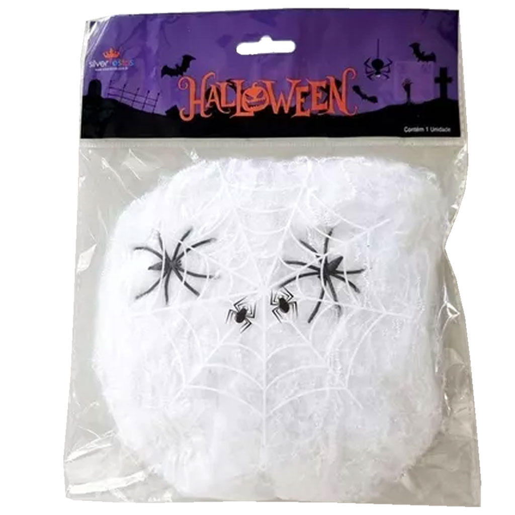 Encontraproduto.com.br - Teia de Aranha Silver Halloween Unidade