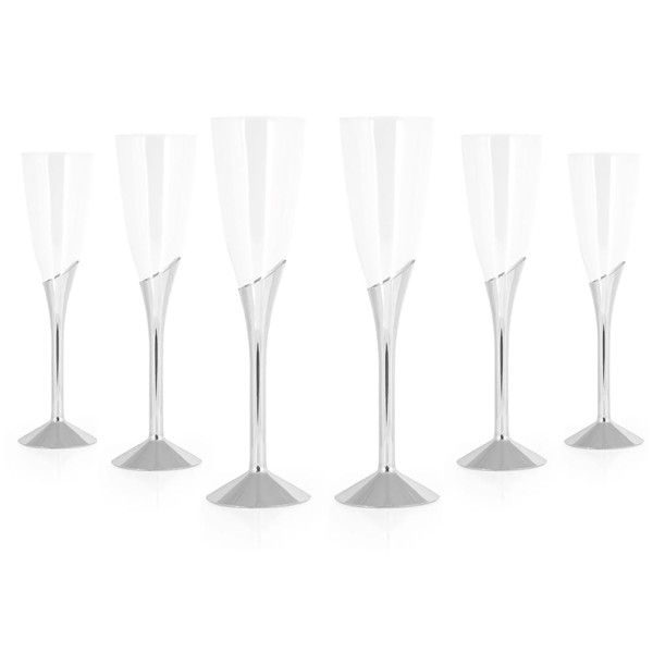 Encontraproduto.com.br - Taça Champanhe Acrilico SilverPlastic Base Prata 150ml