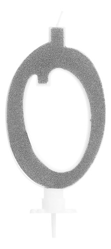 Encontraproduto.com.br - Vela Grande Glitter Número 0 Para Decorar E Iluminar Seu Bolo Com 10Cm Silver Festas