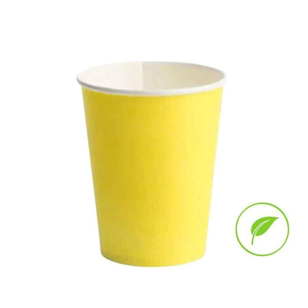 Encontraproduto.com.br - Copo de Papel Liso amarelo 270ml- 10 unidades SilverFestas