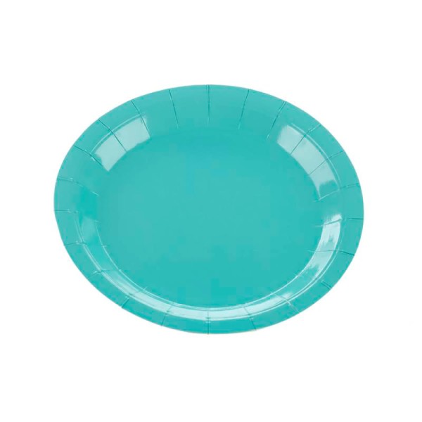 Prato de Papel Liso azul piscina 18 cm- 10 unidades SilverFestas