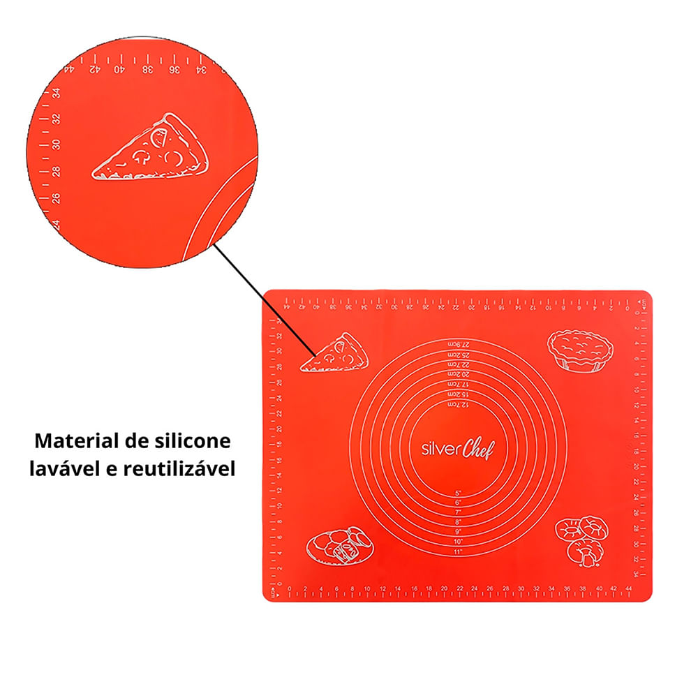 Encontraproduto.com.br - Tapete Silicone SilverChef Culinario Forno Antiaderente 40x50cm