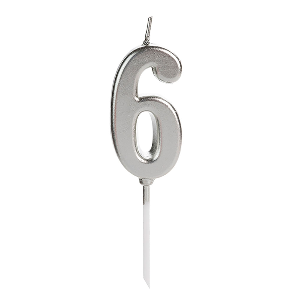 Vela Pick Número 6 SilverFestas
