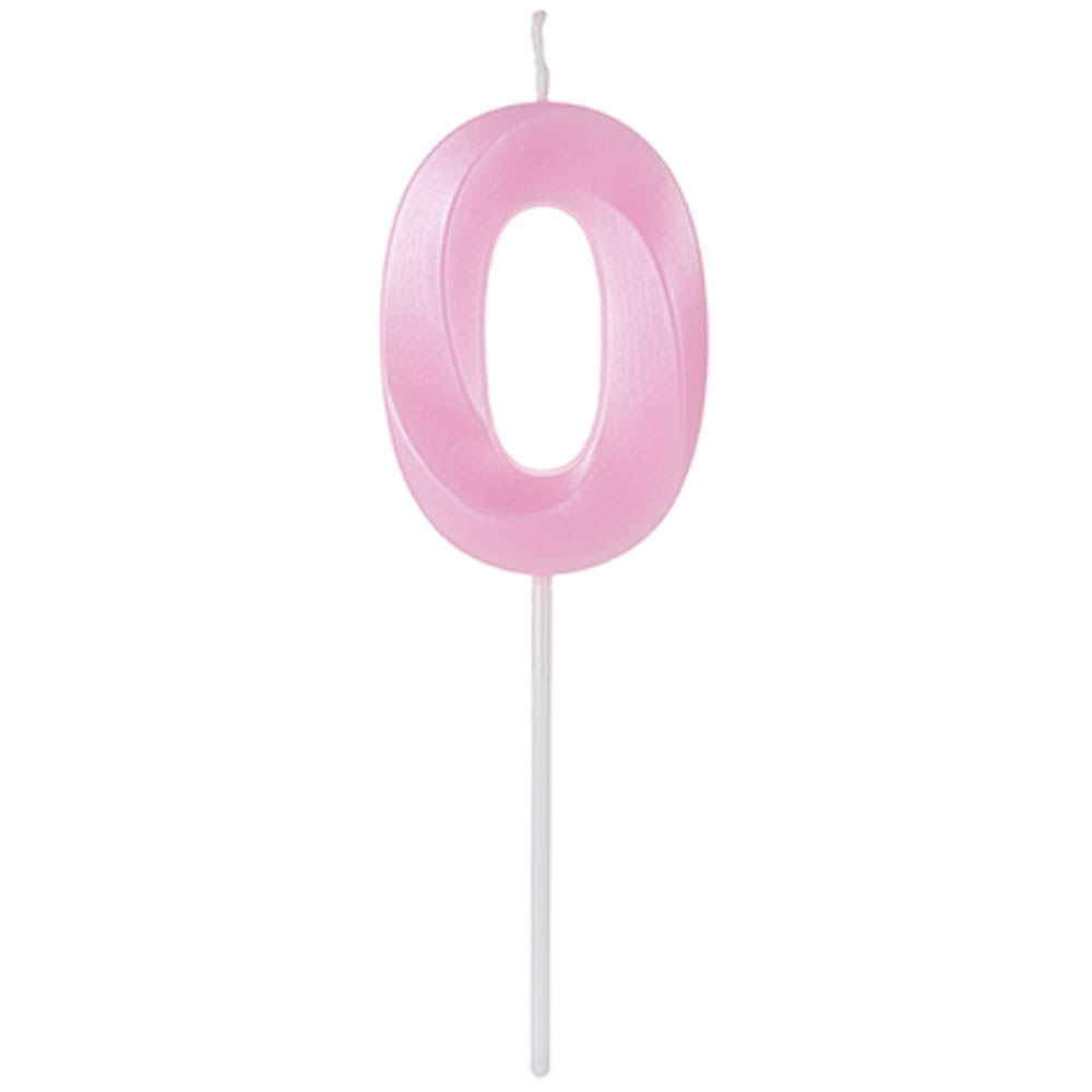 Vela de Aniversário Design Perolizada Rosa Nº 0 - Silver Festas