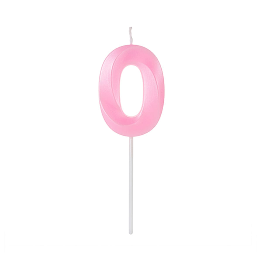 Encontraproduto.com.br - Vela de Aniversário Design Perolizada Rosa Nº 0 - Silver Festas