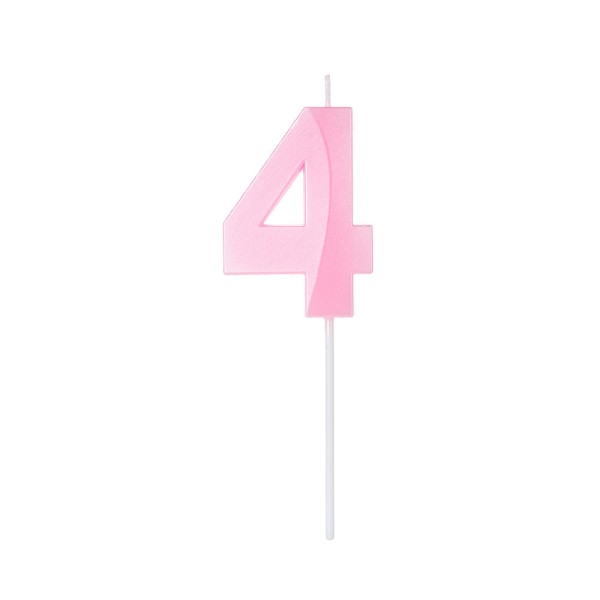 Encontraproduto.com.br - Vela de Aniversário Design Perolizada Rosa Nº 4 - Silver Festas