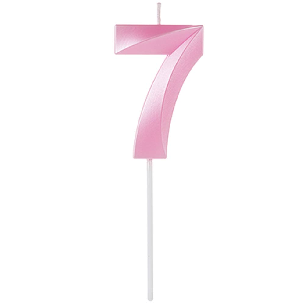 Vela de Aniversário Design Perolizada Rosa Nº 7 - Silver Festas
