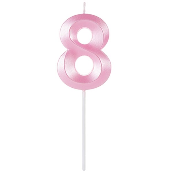 Encontraproduto.com.br - Vela de Aniversário Design Perolizada Rosa Nº 8 - Silver Festas
