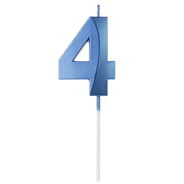 Encontraproduto.com.br - Vela de Aniversário Design Perolizada Azul Nº 4 - Silver Festas