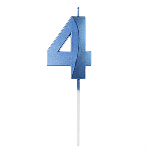 Encontraproduto.com.br - Vela de Aniversário Design Perolizada Azul Nº 4 - Silver Festas